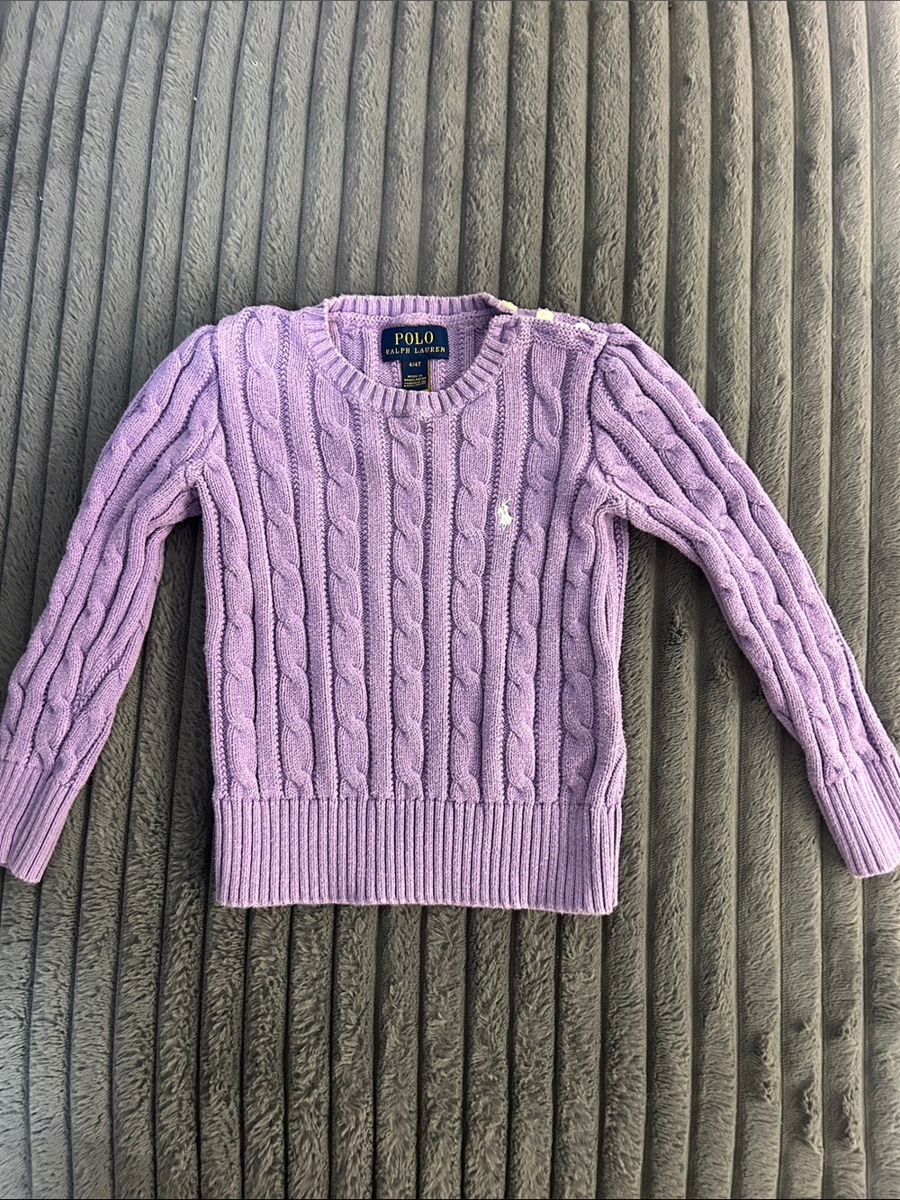 Polo by Ralph Lauren Pastel Lilac Cable-Knit Crewneck Sweater